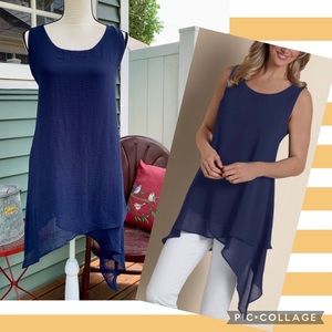 Soft Surroundings Navy Blue Tunic Top